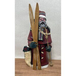11 Large NORDIC Santa Claus Collectible  Figurine with Skis Unmarked Odd
